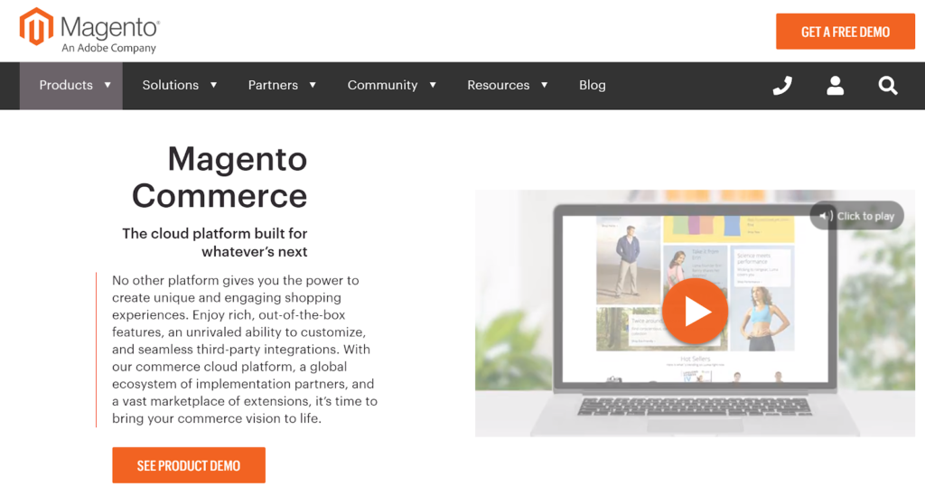 A screenshot of Magento Commerce