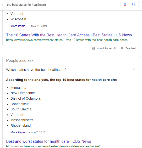 double featured snippet Google
