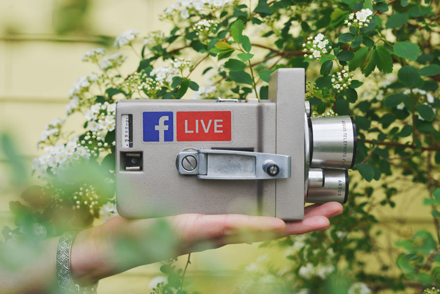 camera for Facebook live on a person’s palm