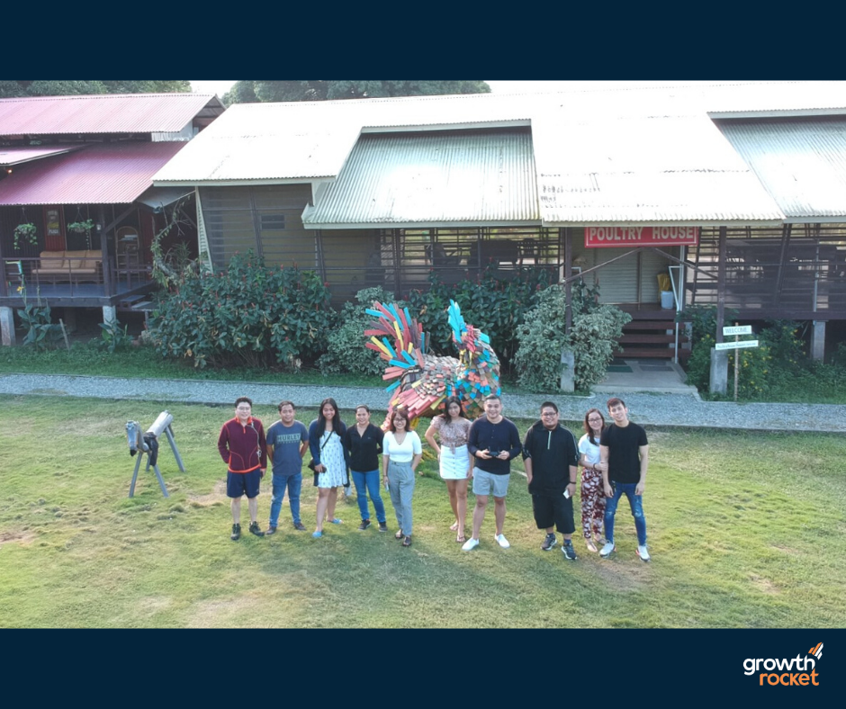 Growth Rocket aerial group shot management team leadership retreat