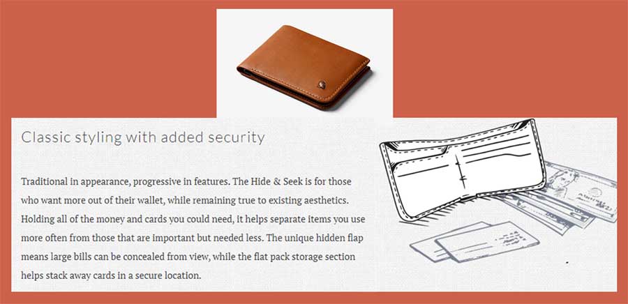 bellroy hide & seek billfold wallet product description example
