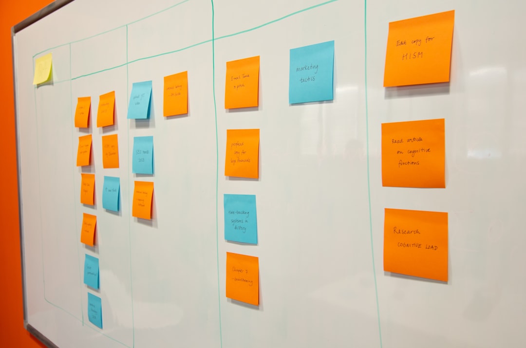Growth Rocket a white board with sticky notes attached to it