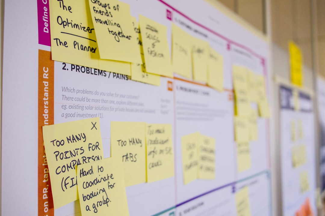 Growth Rocket printed sticky notes glued on board